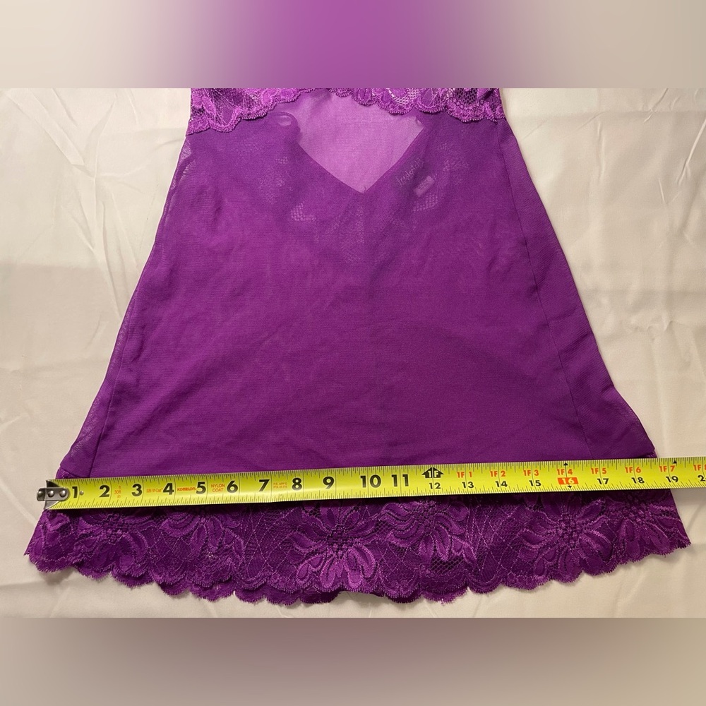 Fredericks of Hollywood Lace Chemise Dress Lingerie Size S Purple - Picture 14 of 15